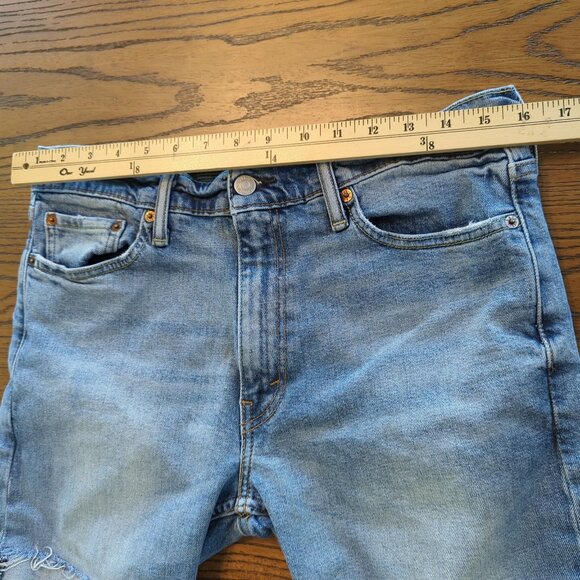 Levi's 513 Cutoff Blue Denim Jean shorts Womens W32 Distressed Frayed Hem - Picture 11 of 14